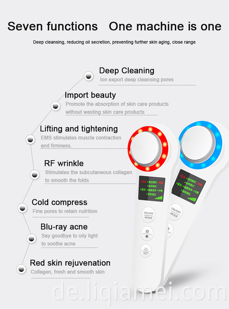 Hautpflegevorrichtung Schönheit blau und rotes LED -Lichtbehandlung Facial Beauty Machine